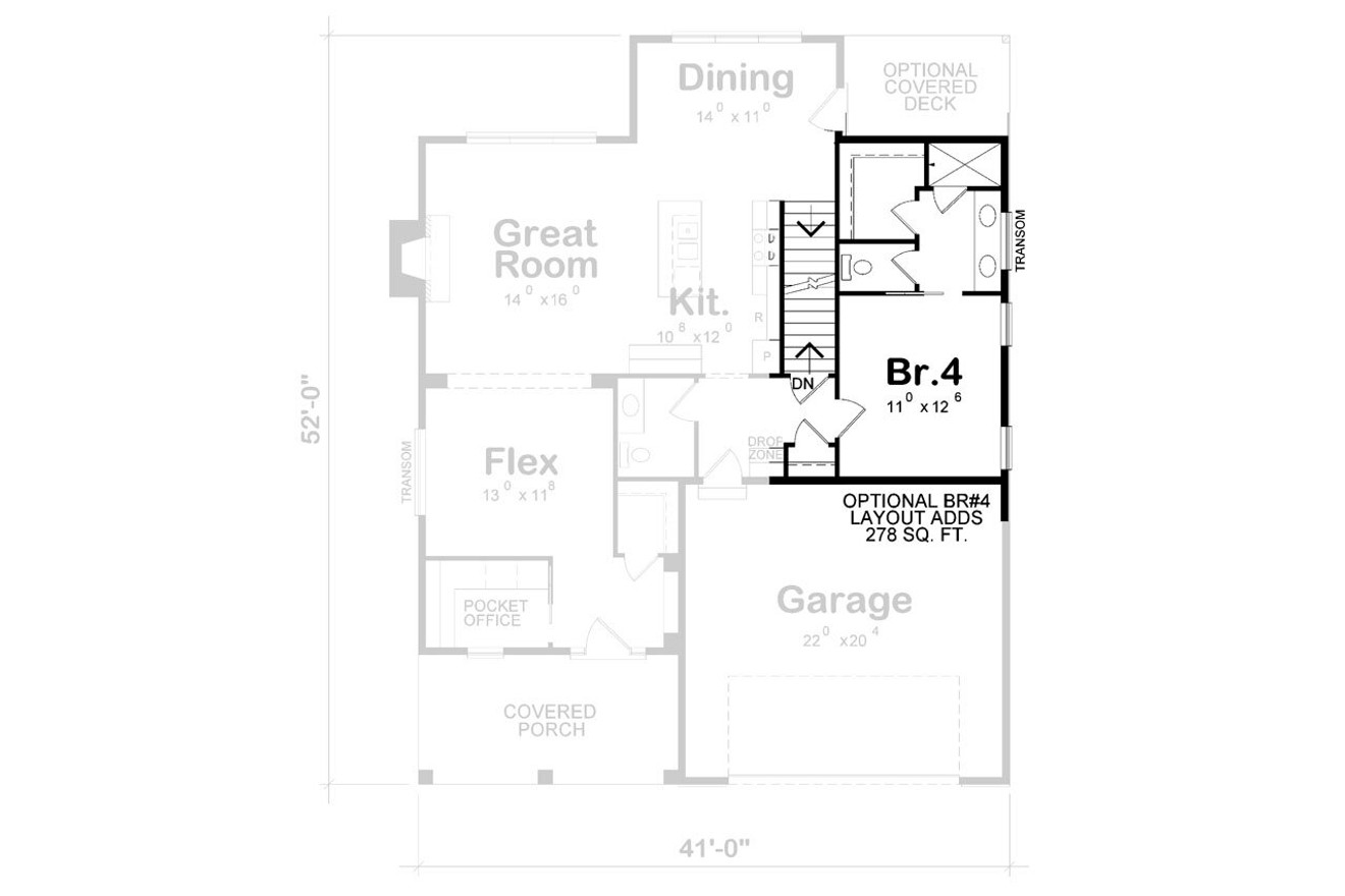 Craftsman House Plan - Windsor Cottage 27441 - Optional Floor Plan