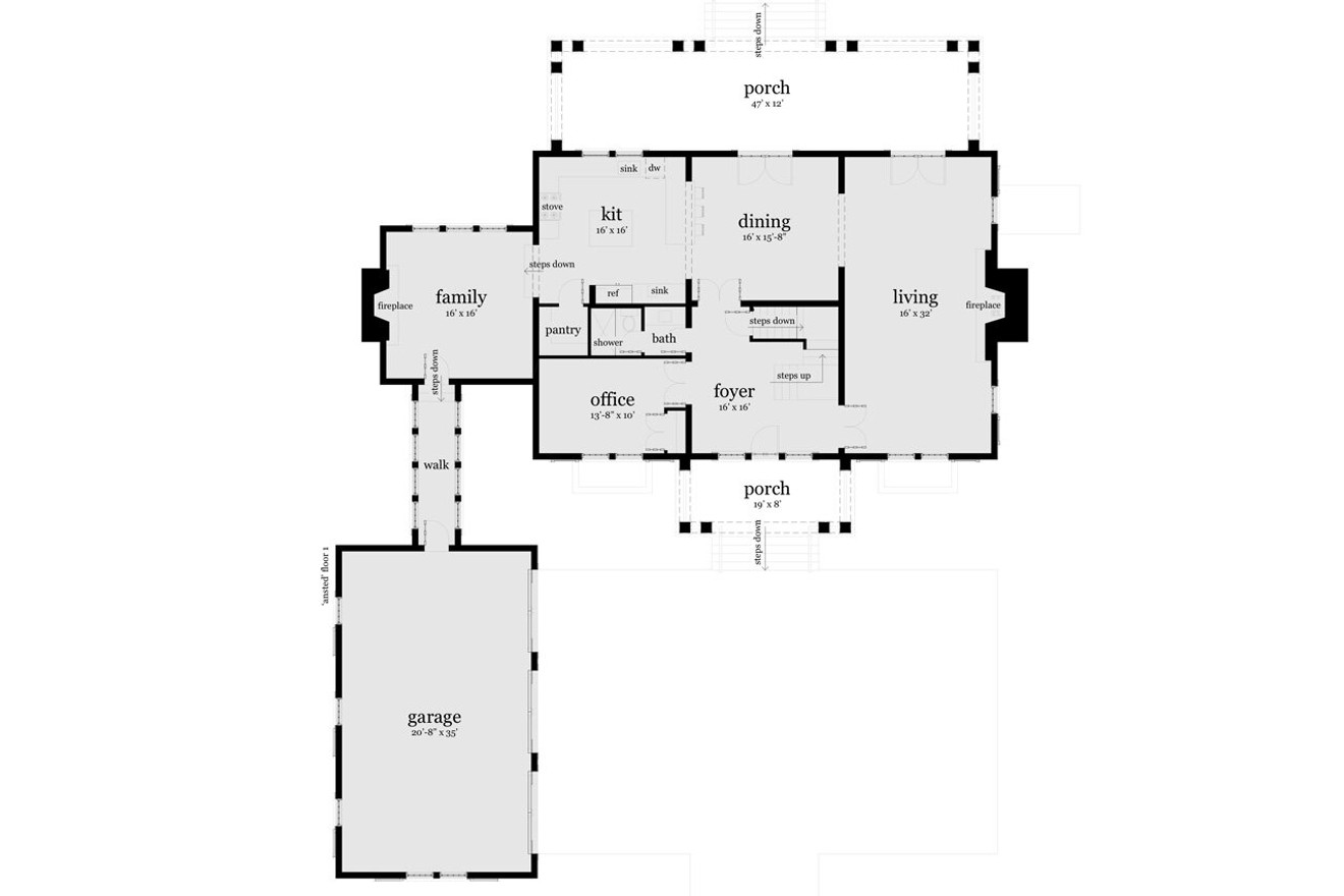 Colonial House Plan - Ansted 27659 - 1st Floor Plan