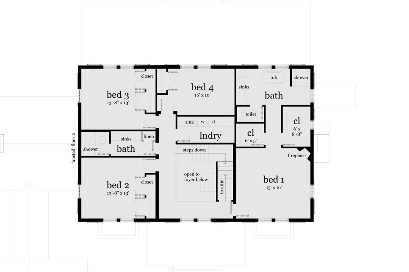 Secondary Image - Colonial House Plan - Ansted 27659 - 2nd Floor Plan