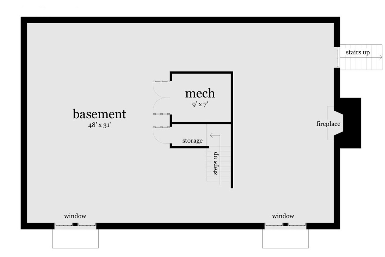Colonial House Plan - Ansted 27659 - Basement Floor Plan