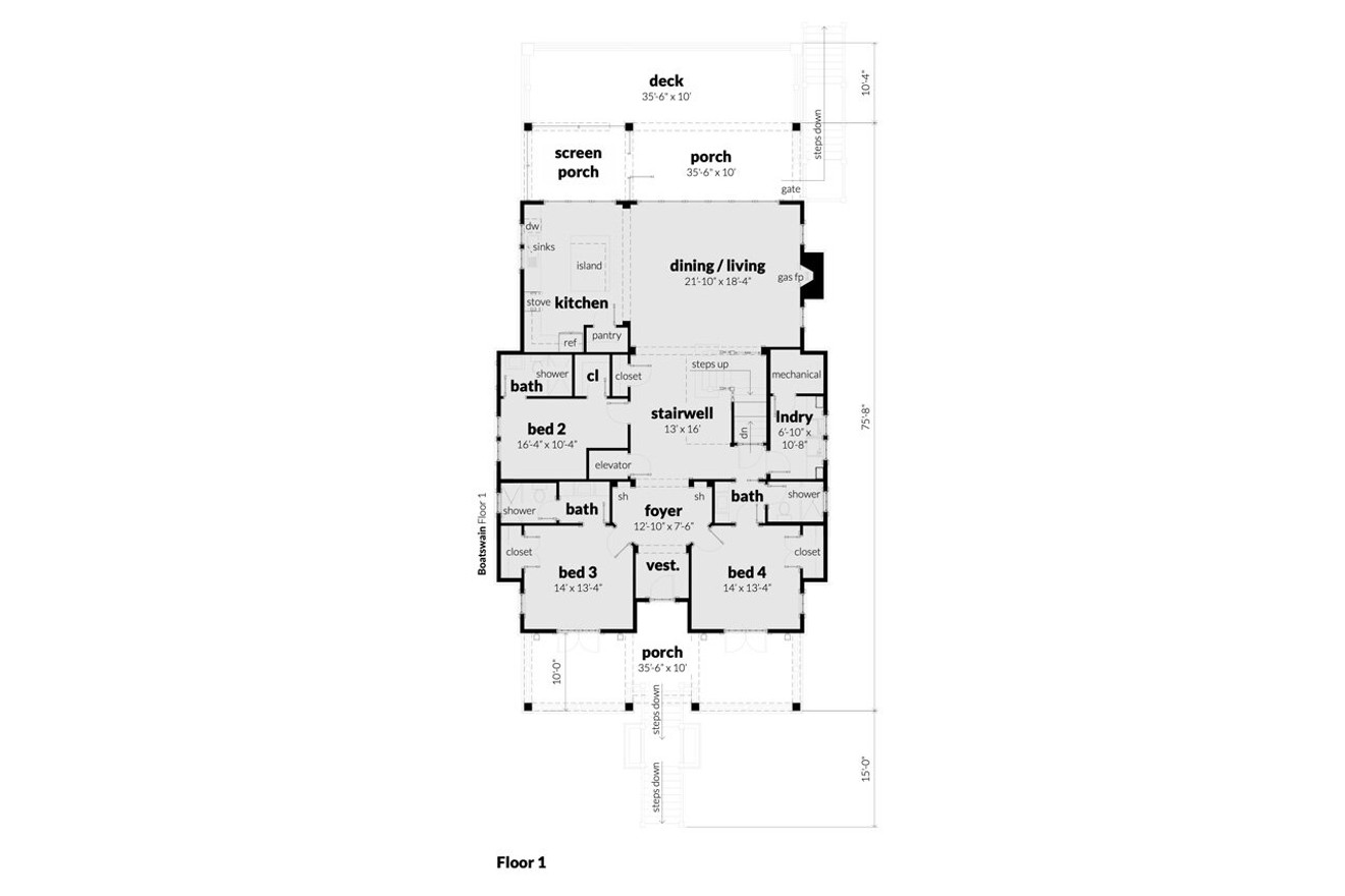 Cape Cod House Plan - Boatswain 28205 - 1st Floor Plan