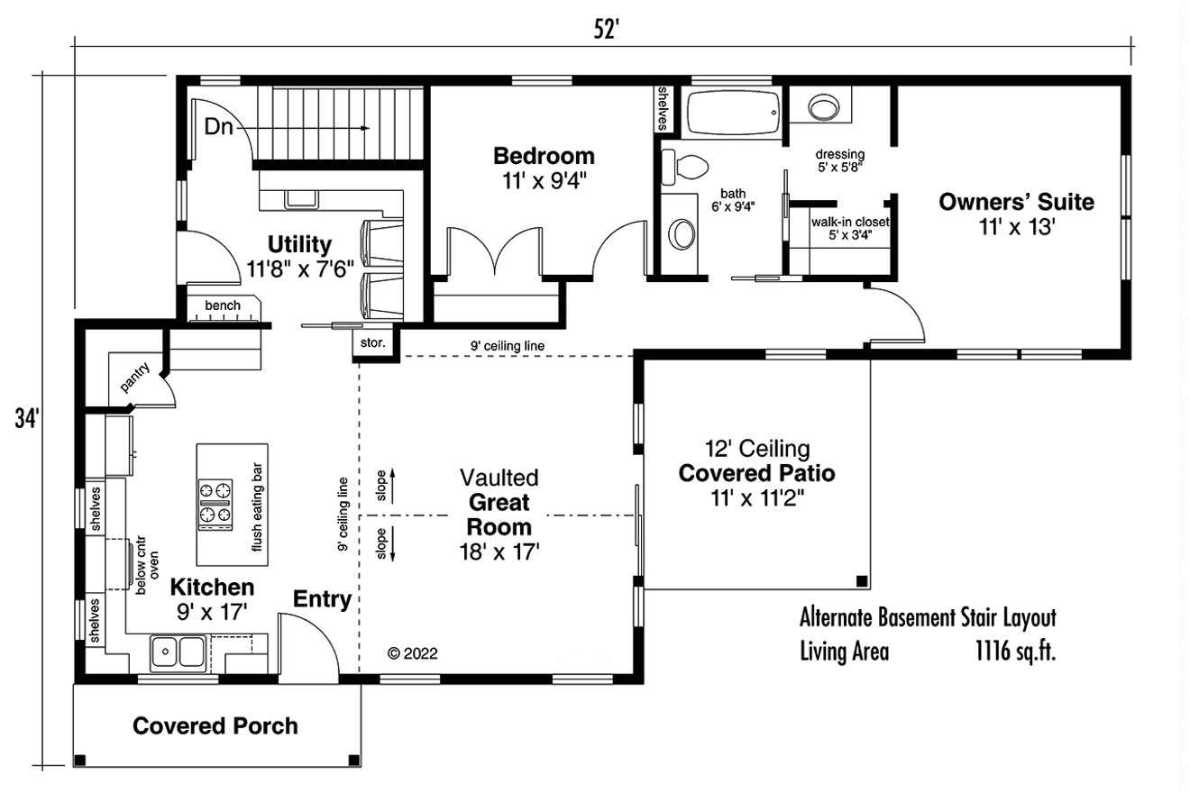 Traditional House Plan - Klickitat 28407 - Optional Floor Plan