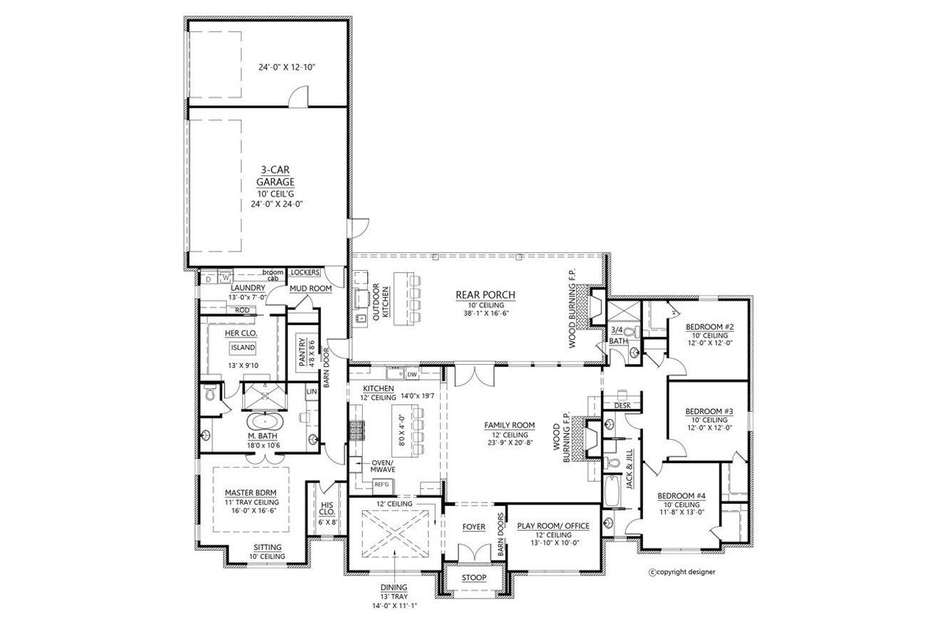 European House Plan - French Quarter 29477 - 1st Floor Plan