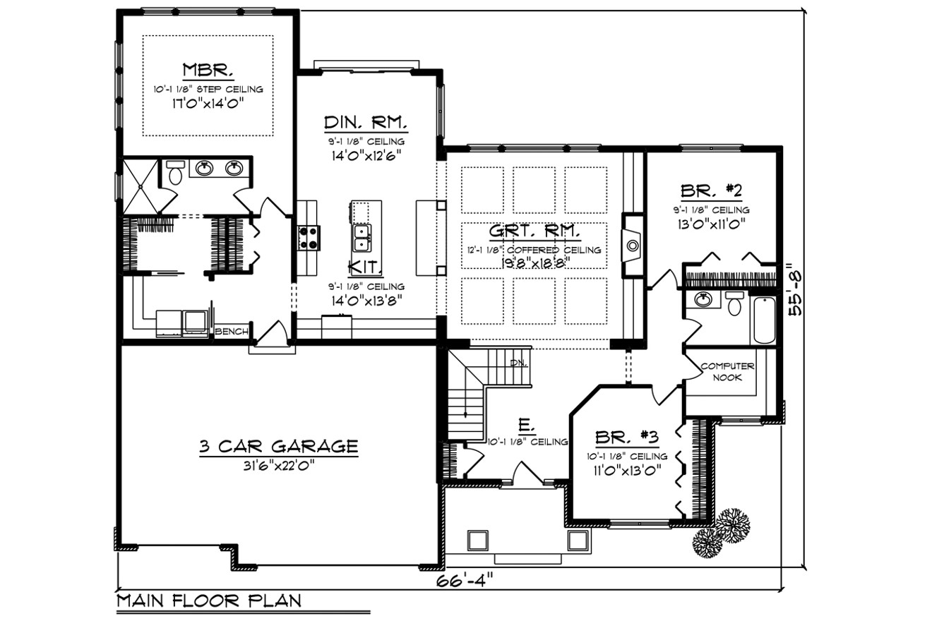 Ranch House Plan - 29655 - 1st Floor Plan