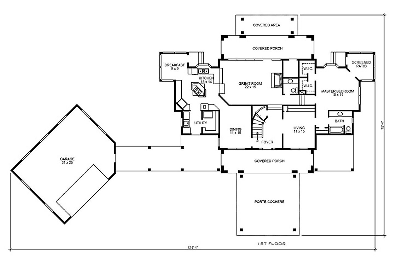 Southwest House Plan - Estrada 29797 - 1st Floor Plan