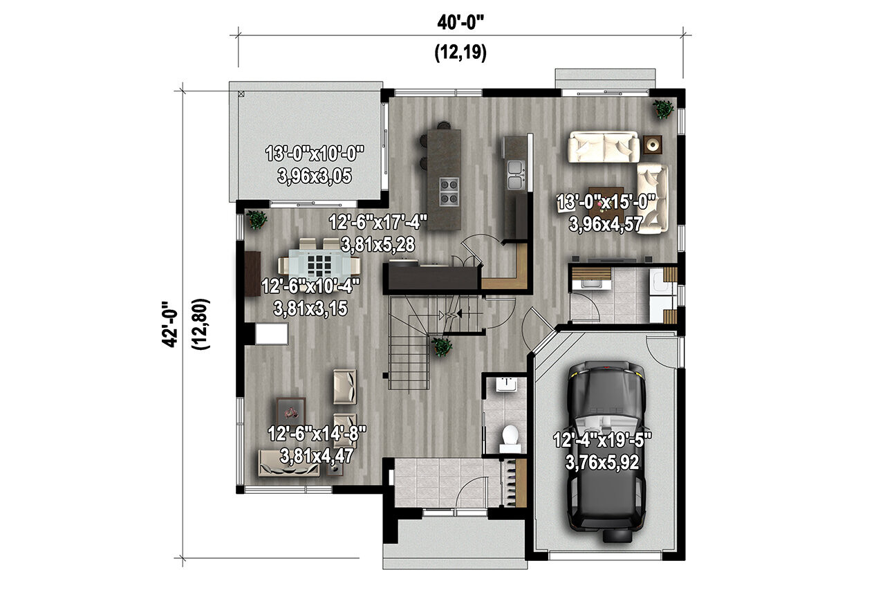 Contemporary House Plan - 29804 - 1st Floor Plan