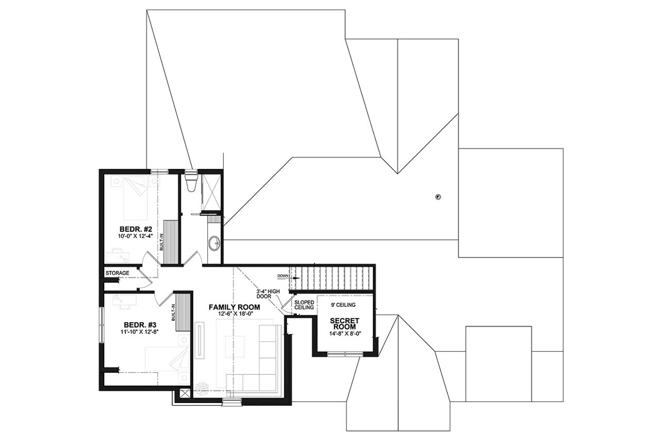 European House Plan - Gable House 29960 - 2nd Floor Plan