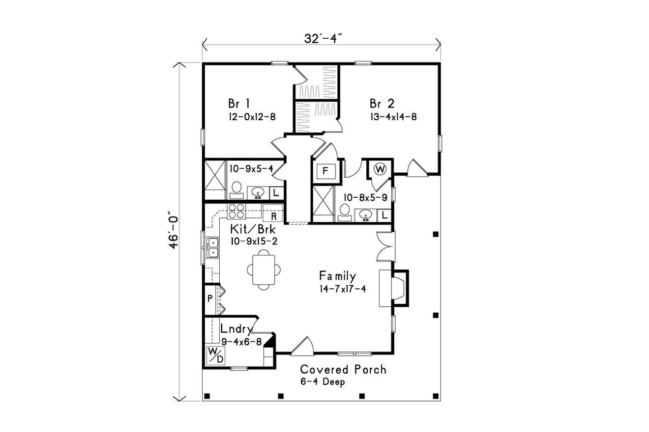 Cottage House Plan - 30100 - 1st Floor Plan