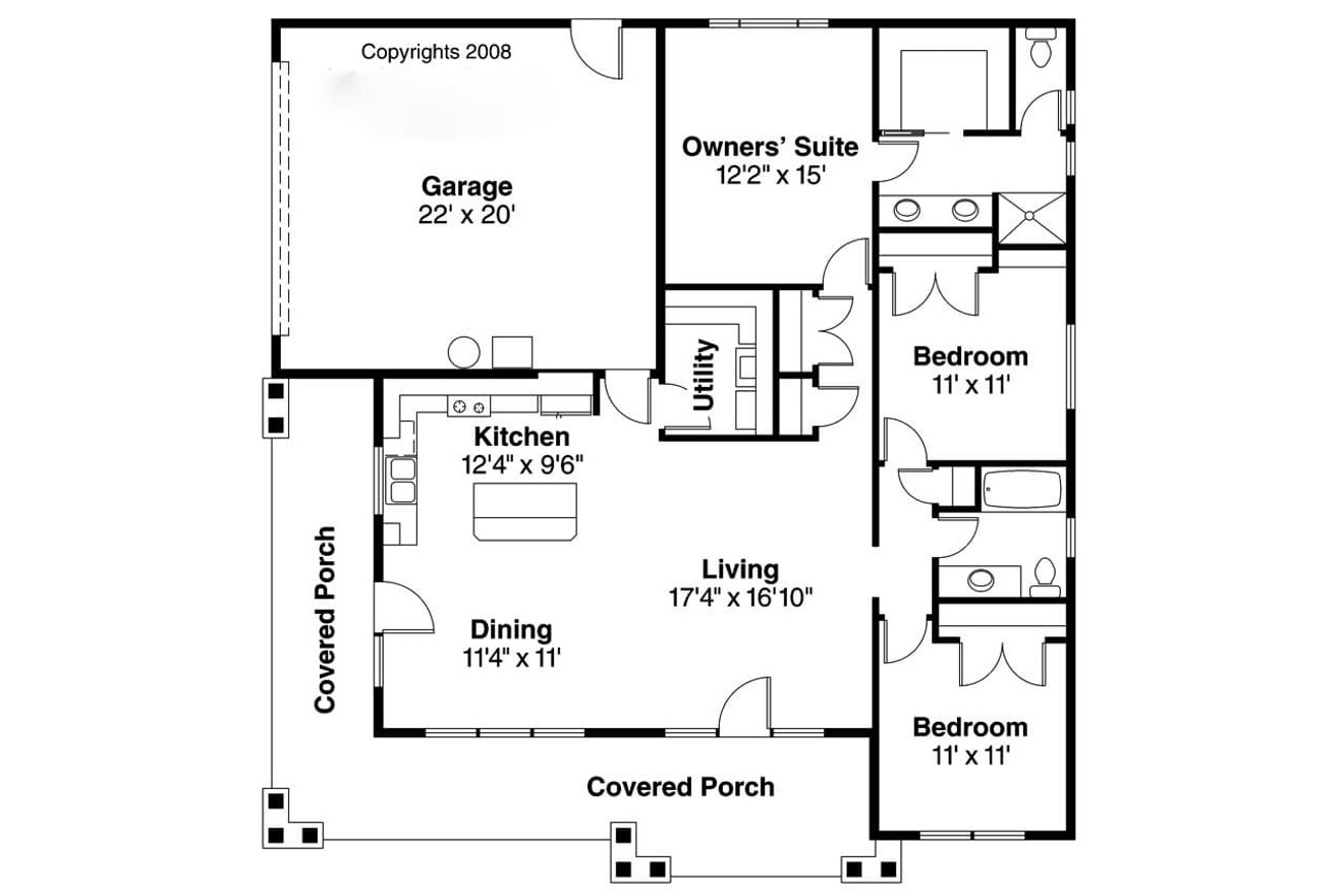 Craftsman House Plan - Tealwood 30243 - 1st Floor Plan