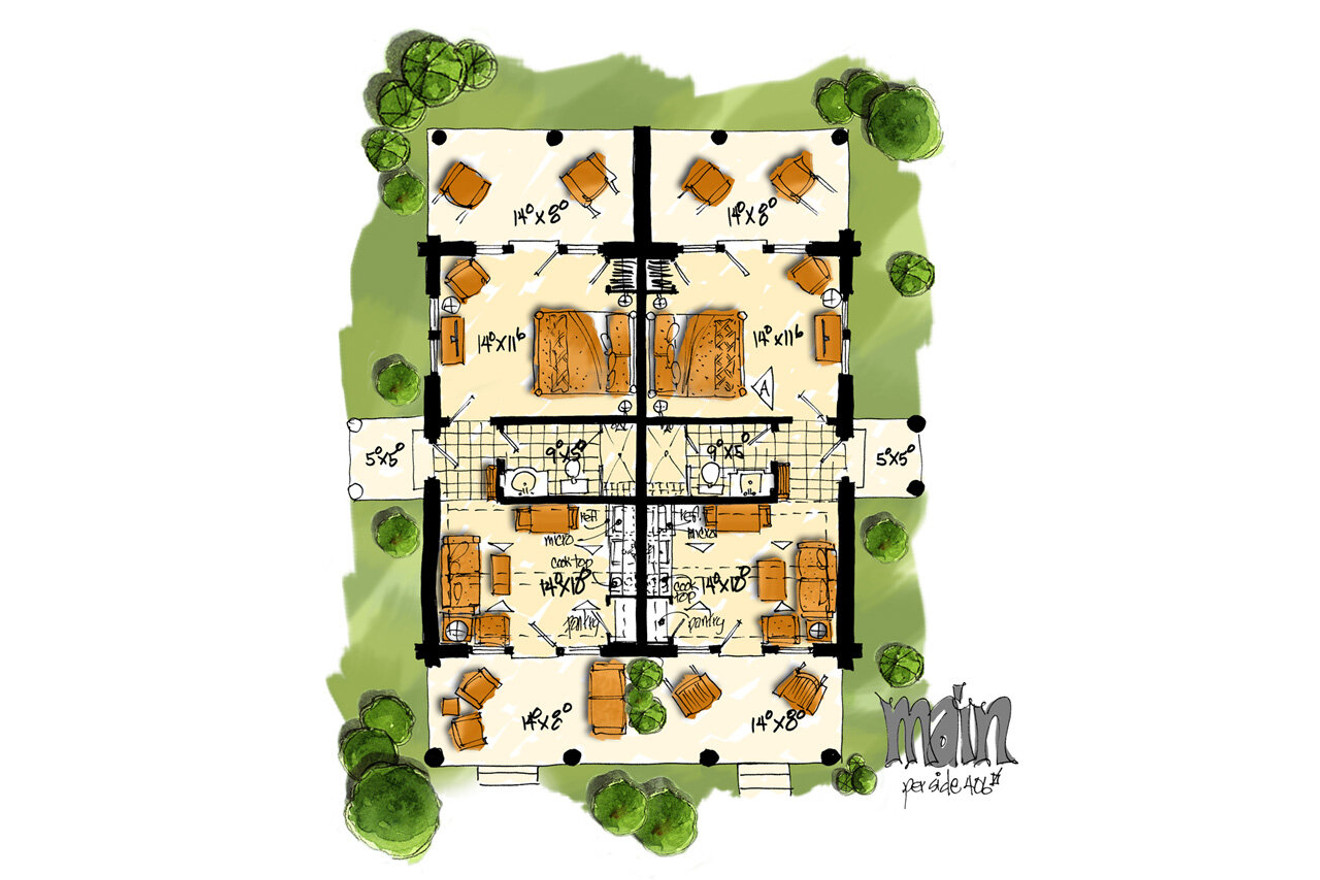 Lodge Style House Plan - Twin Peaks 30528 - 1st Floor Plan