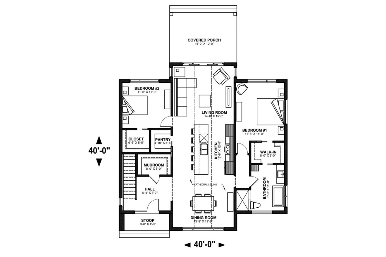Cottage House Plan - Tahoe 2 30769 - 1st Floor Plan