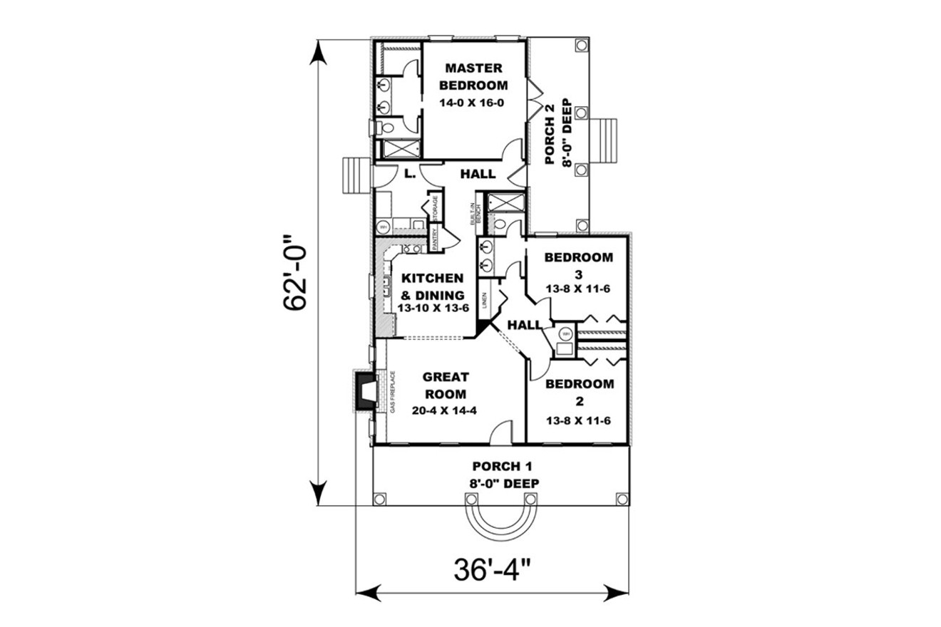 Cottage House Plan - 30986 - 1st Floor Plan