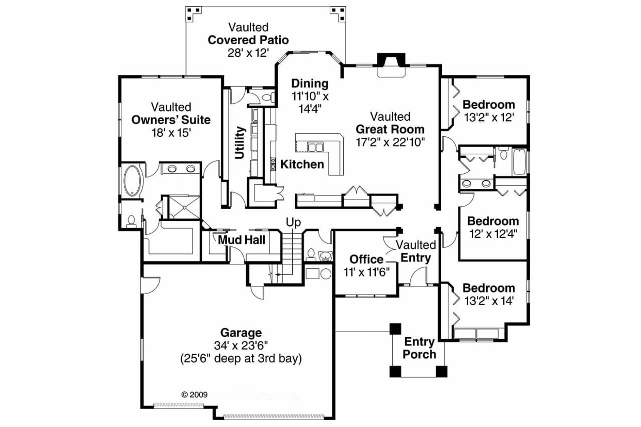 Craftsman House Plan - Elkheart 31135 - 1st Floor Plan