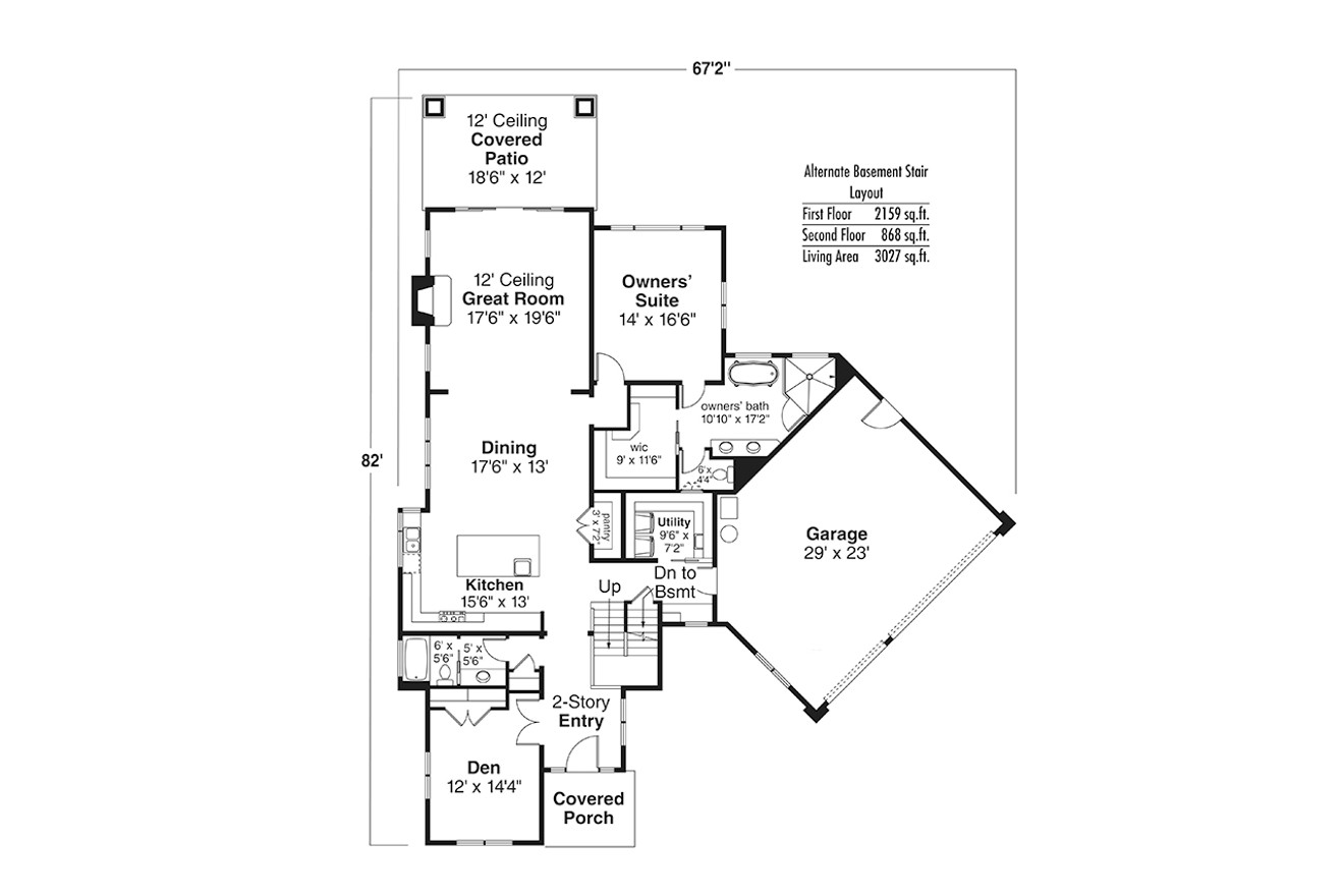 Alternate Basement Stair Layout - Other Floor Plan