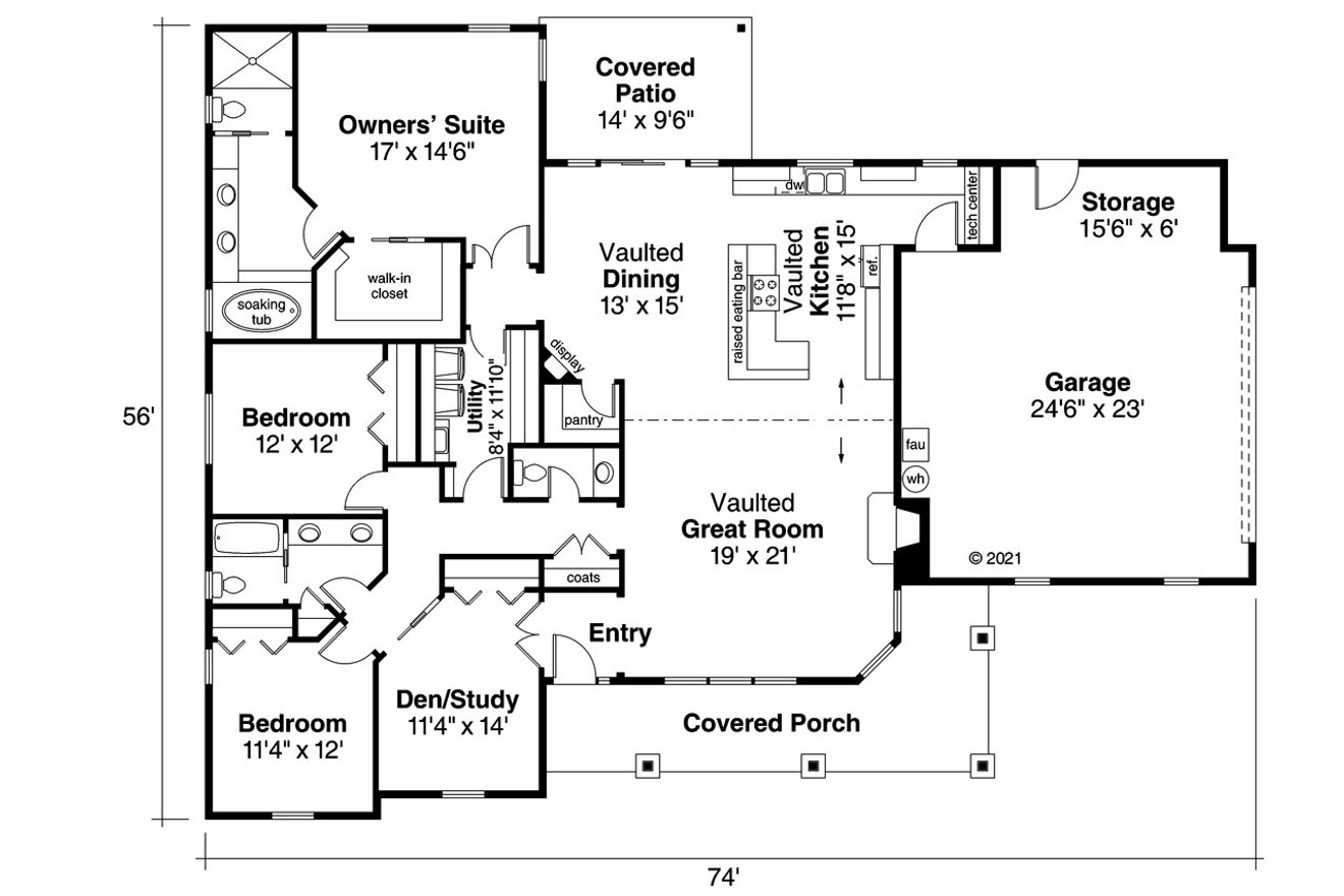 Ranch House Plan - Brightheart 32152 - 1st Floor Plan