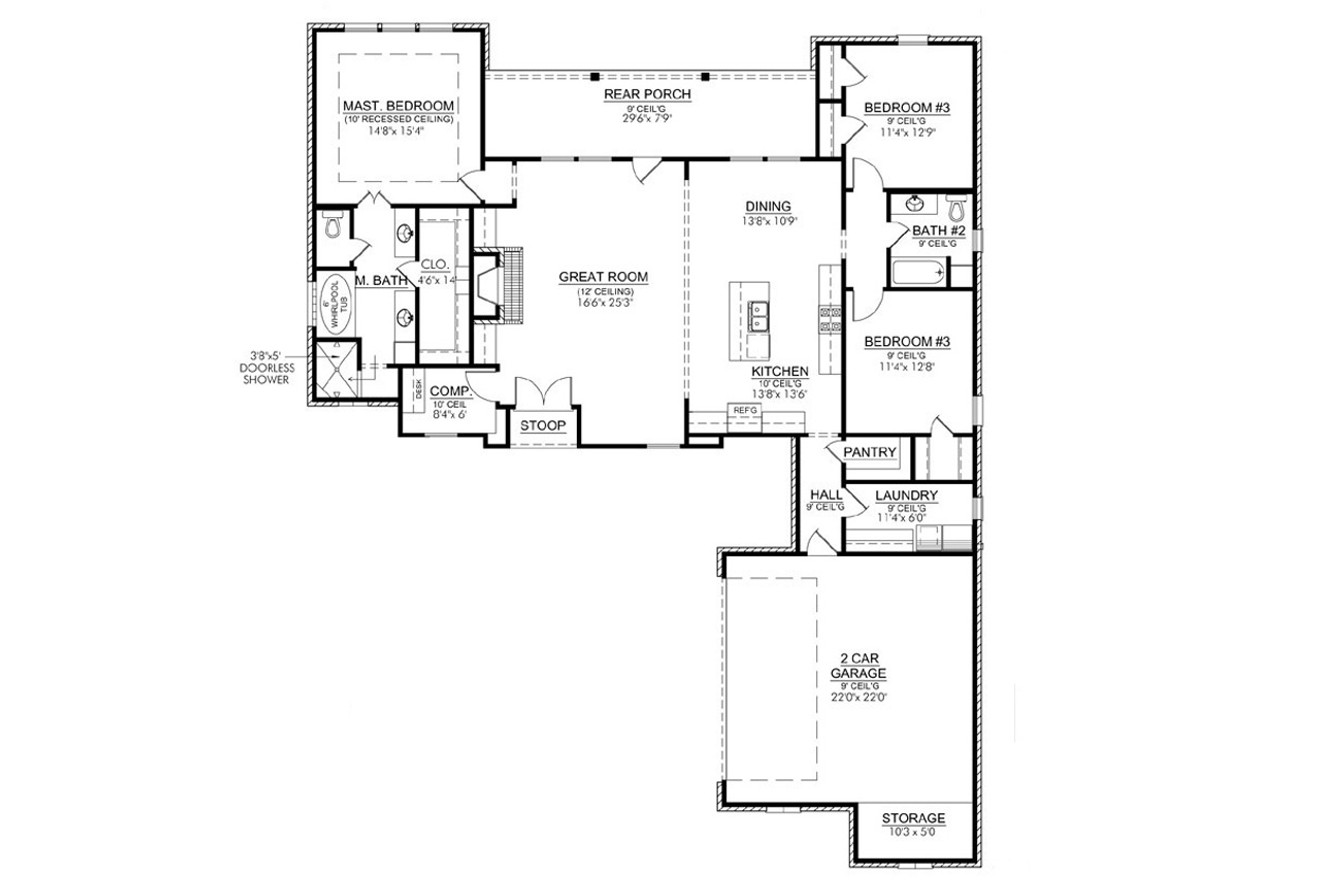 European House Plan - Oak Alley 32172 - 1st Floor Plan