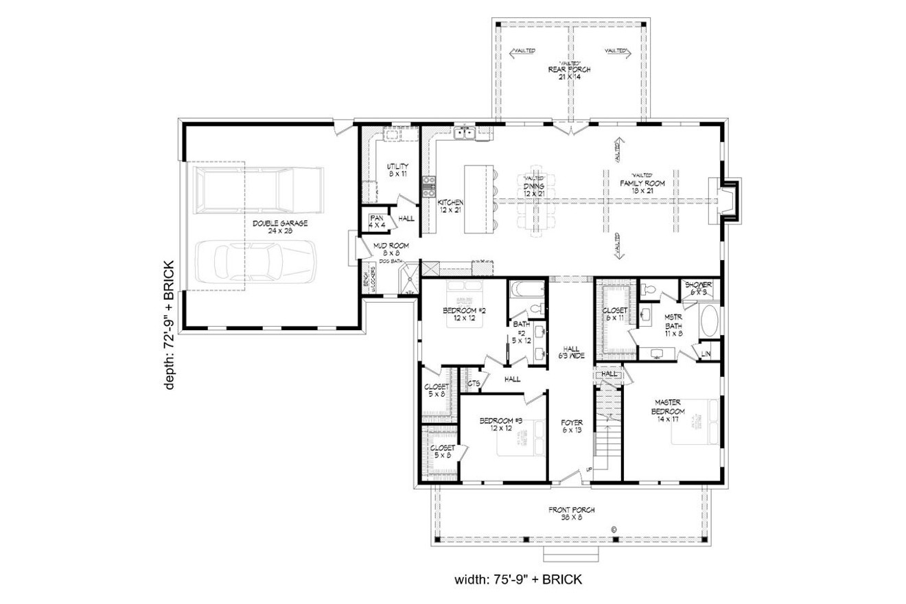 Country House Plan - Lowe Branch 32347 - 1st Floor Plan