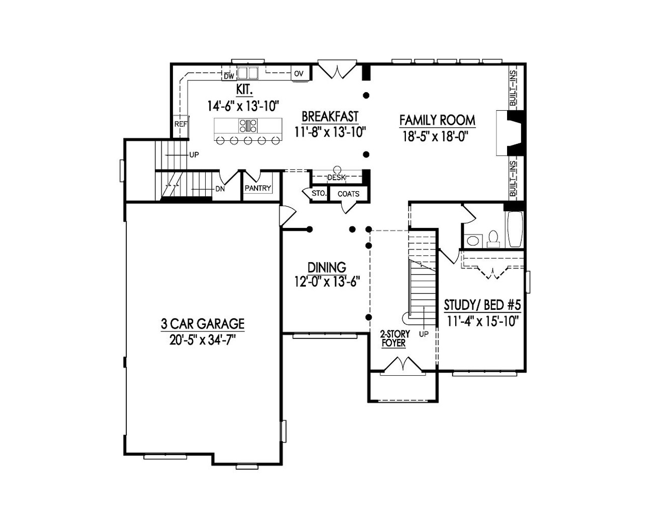 Traditional House Plan - 32371 - 1st Floor Plan