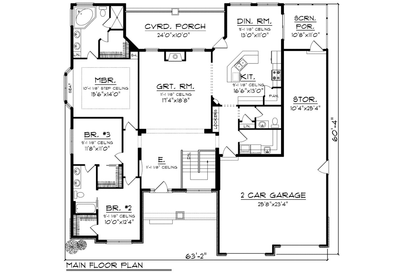 Traditional House Plan - 32444 - 1st Floor Plan