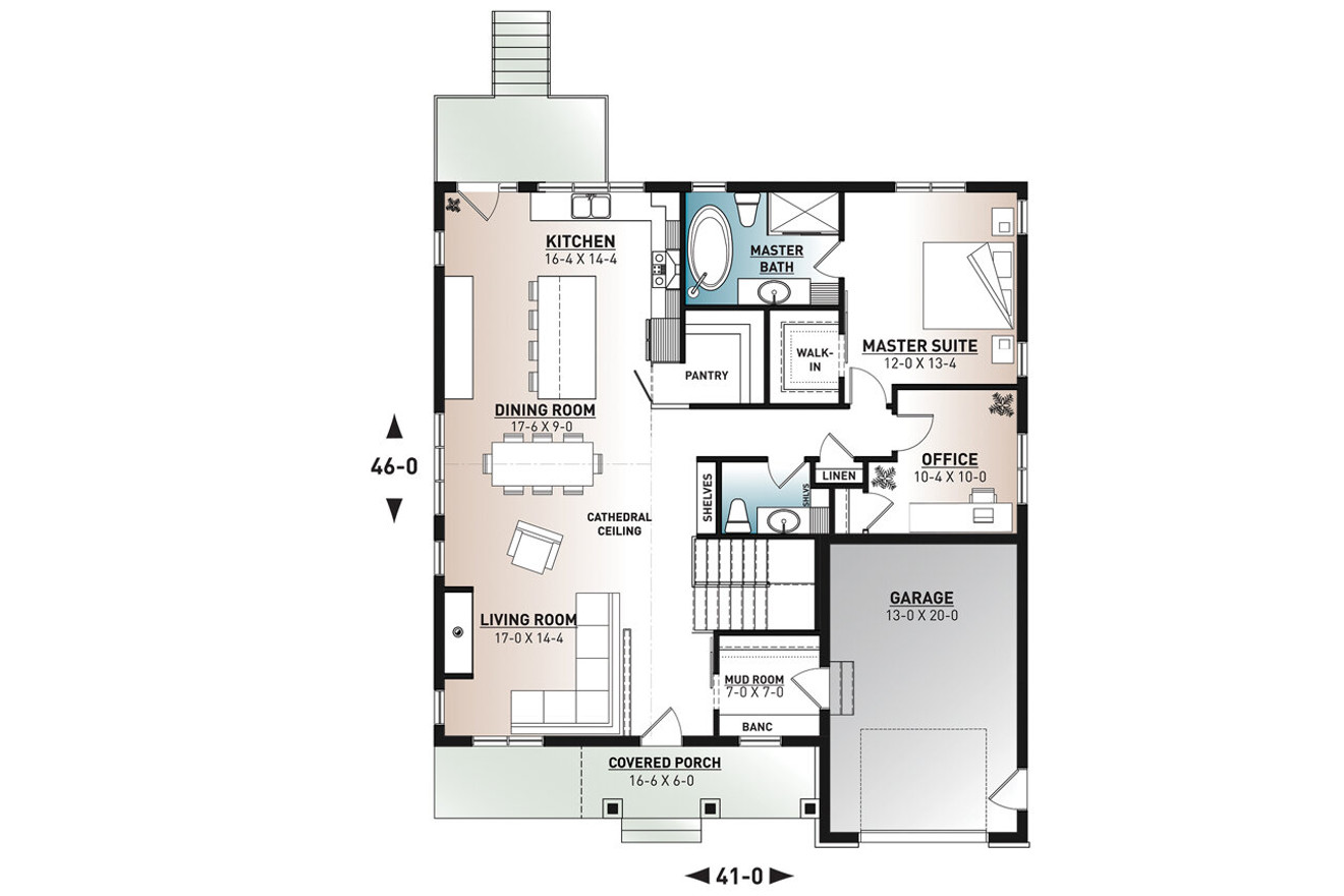 Farmhouse House Plan - Brewster 2 32525 - 1st Floor Plan