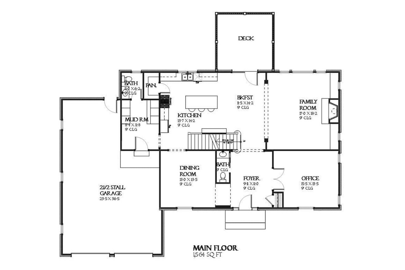 Colonial House Plan - Bonnell 32758 - 1st Floor Plan