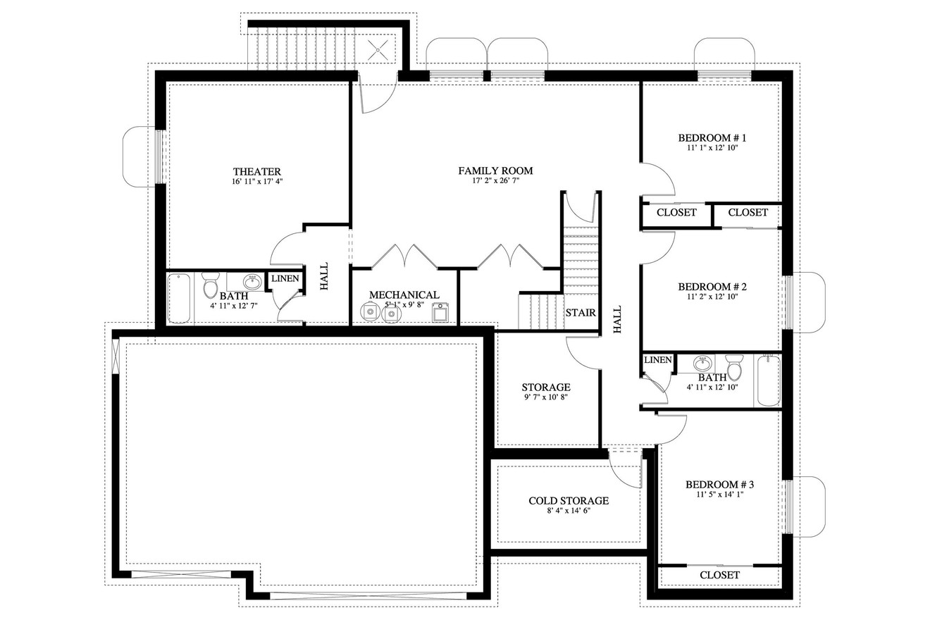 Traditional House Plan - Caldwell 33222 - Basement Floor Plan