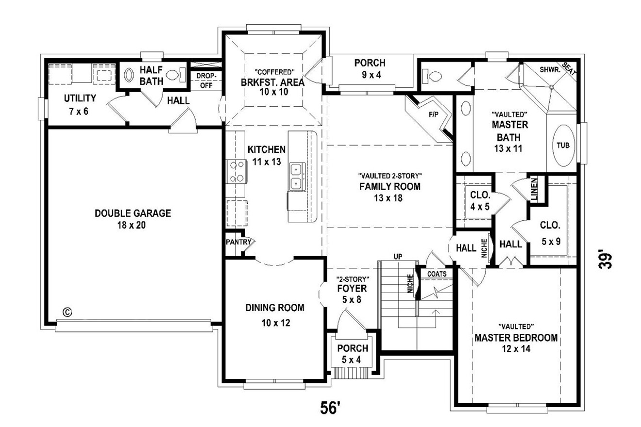 Classic House Plan - 33358 - 1st Floor Plan