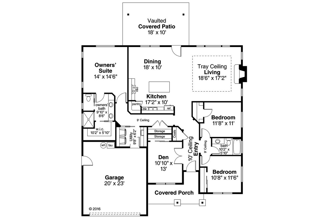 Ranch House Plan - Dahlia 33911 - 1st Floor Plan