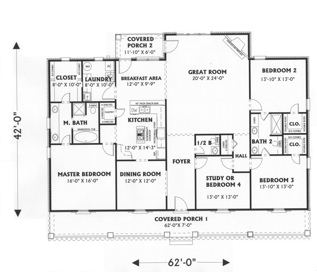 Southern House Plan - 34117 - 1st Floor Plan