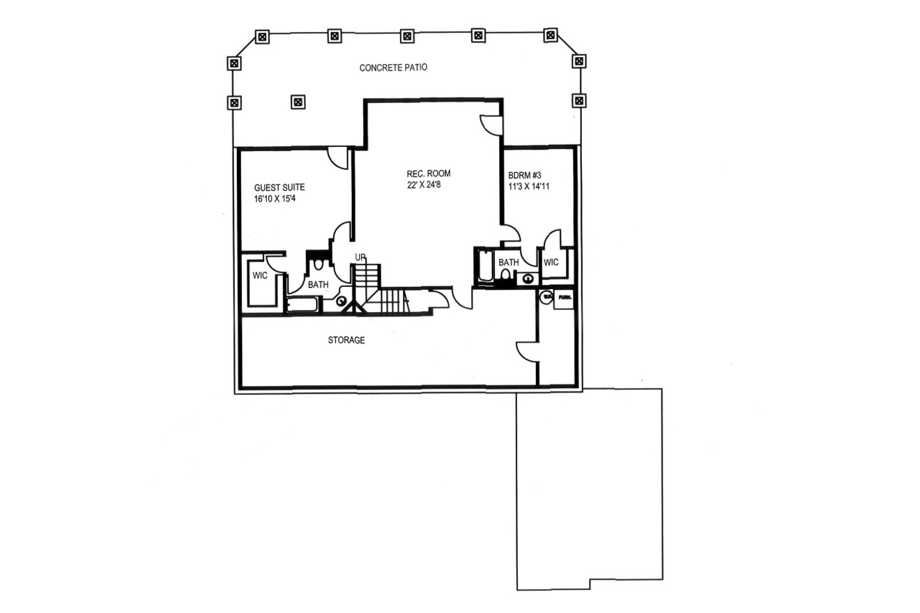 Secondary Image - Craftsman House Plan - 34493 - Basement Floor Plan