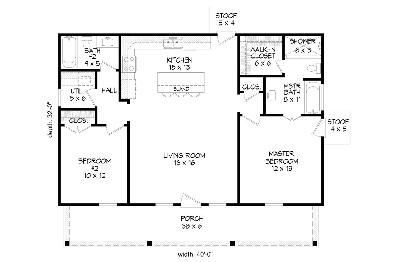 Cottage House Plan - Oaklawn 34542 - 1st Floor Plan