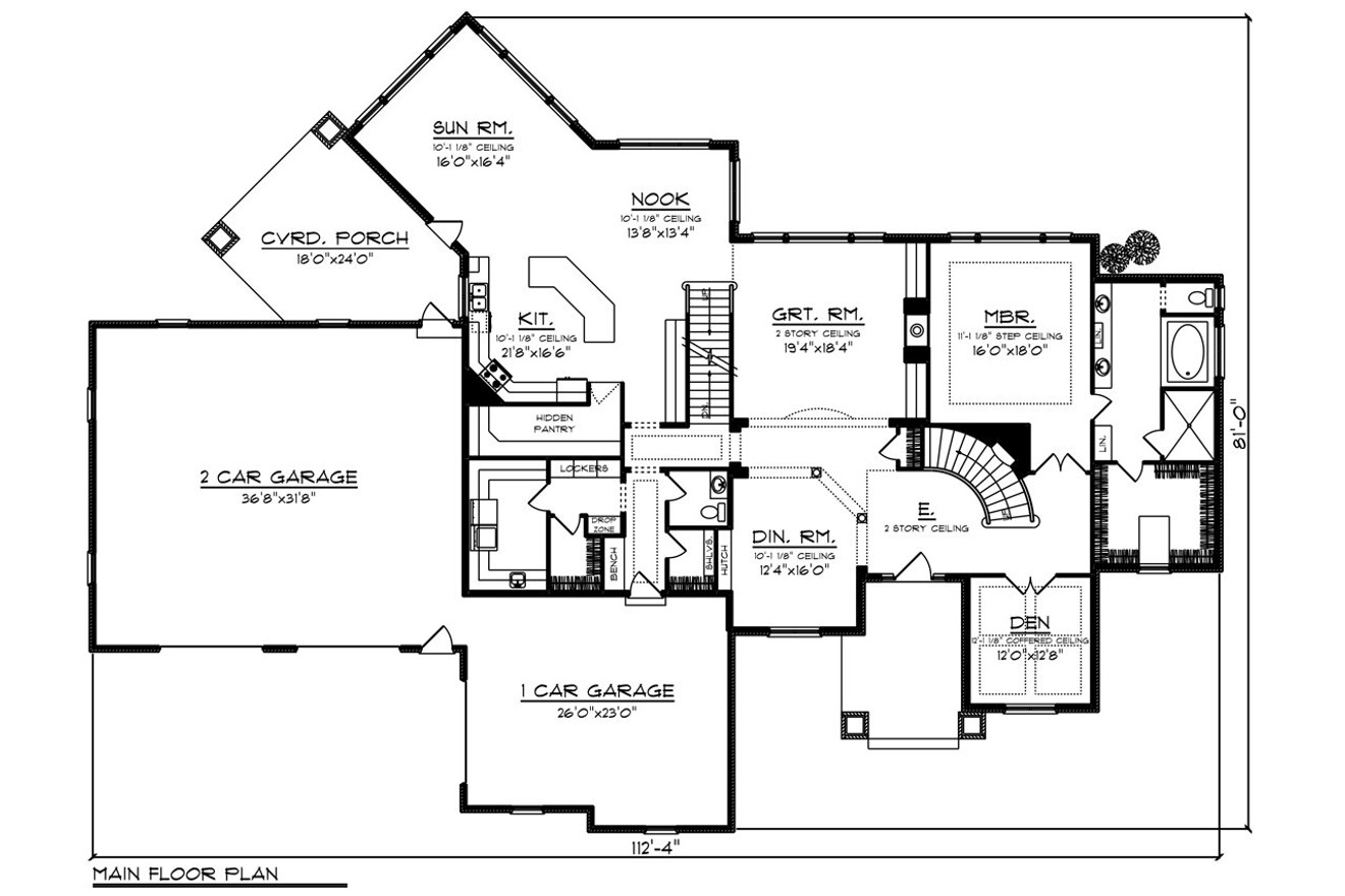 Classic House Plan - 34694 - 1st Floor Plan