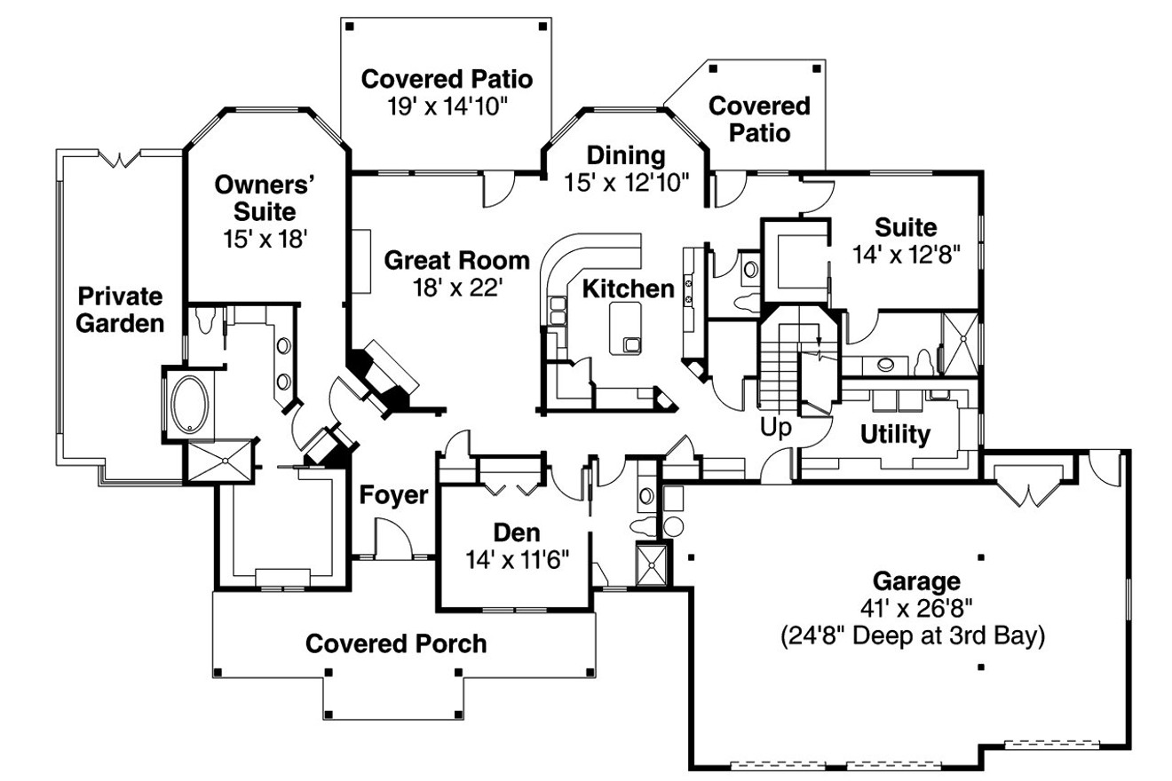 Craftsman House Plan - Cedar Creek 34749 - 1st Floor Plan
