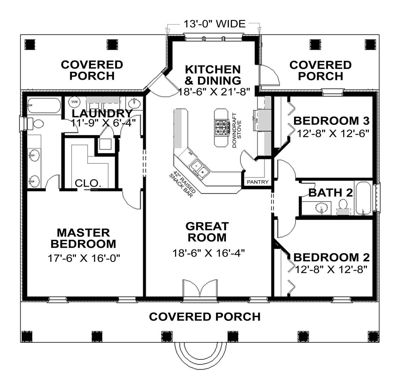 Country House Plan - 34968 - 1st Floor Plan