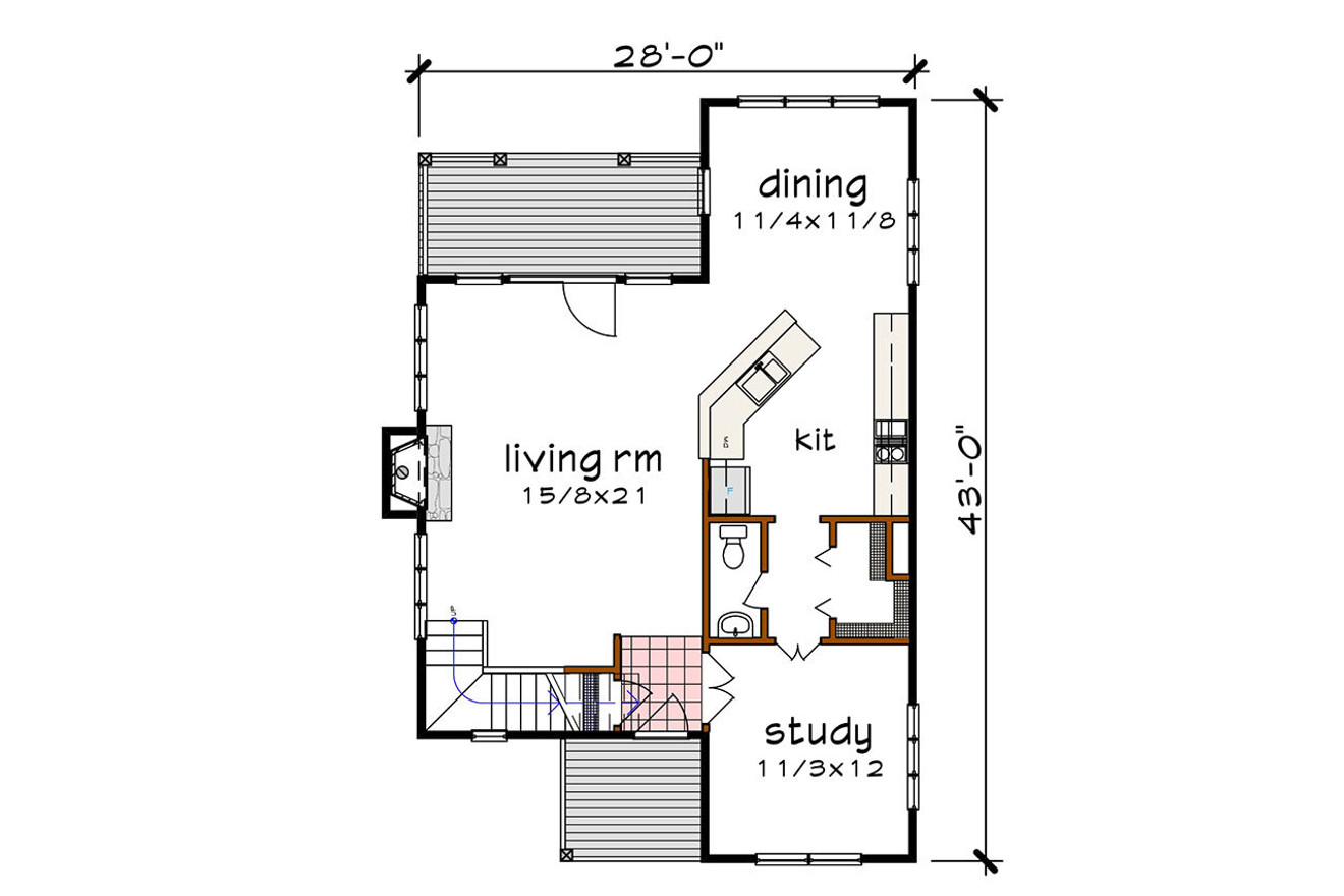 Modern House Plan - 35336 - 1st Floor Plan