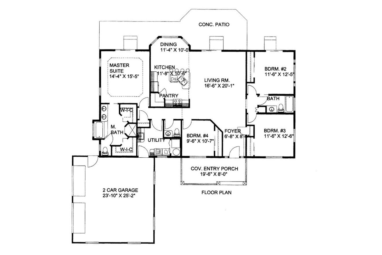 Ranch House Plan - 35426 - 1st Floor Plan