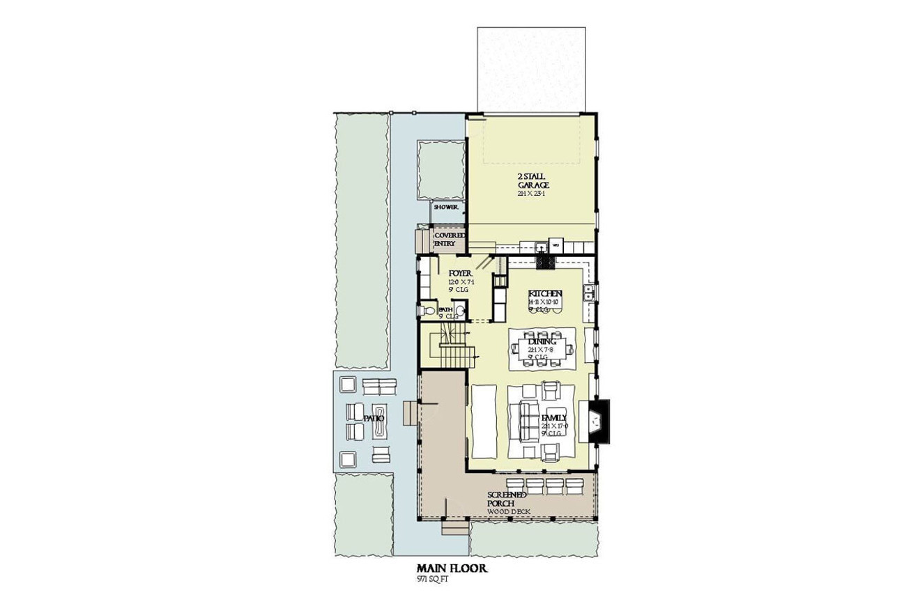 Craftsman House Plan - Beach Walk 35678 - 1st Floor Plan