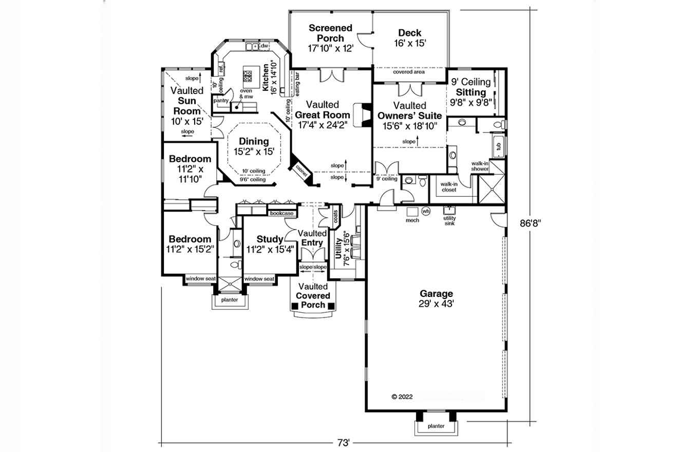 European House Plan - Toketee 35919 - 1st Floor Plan