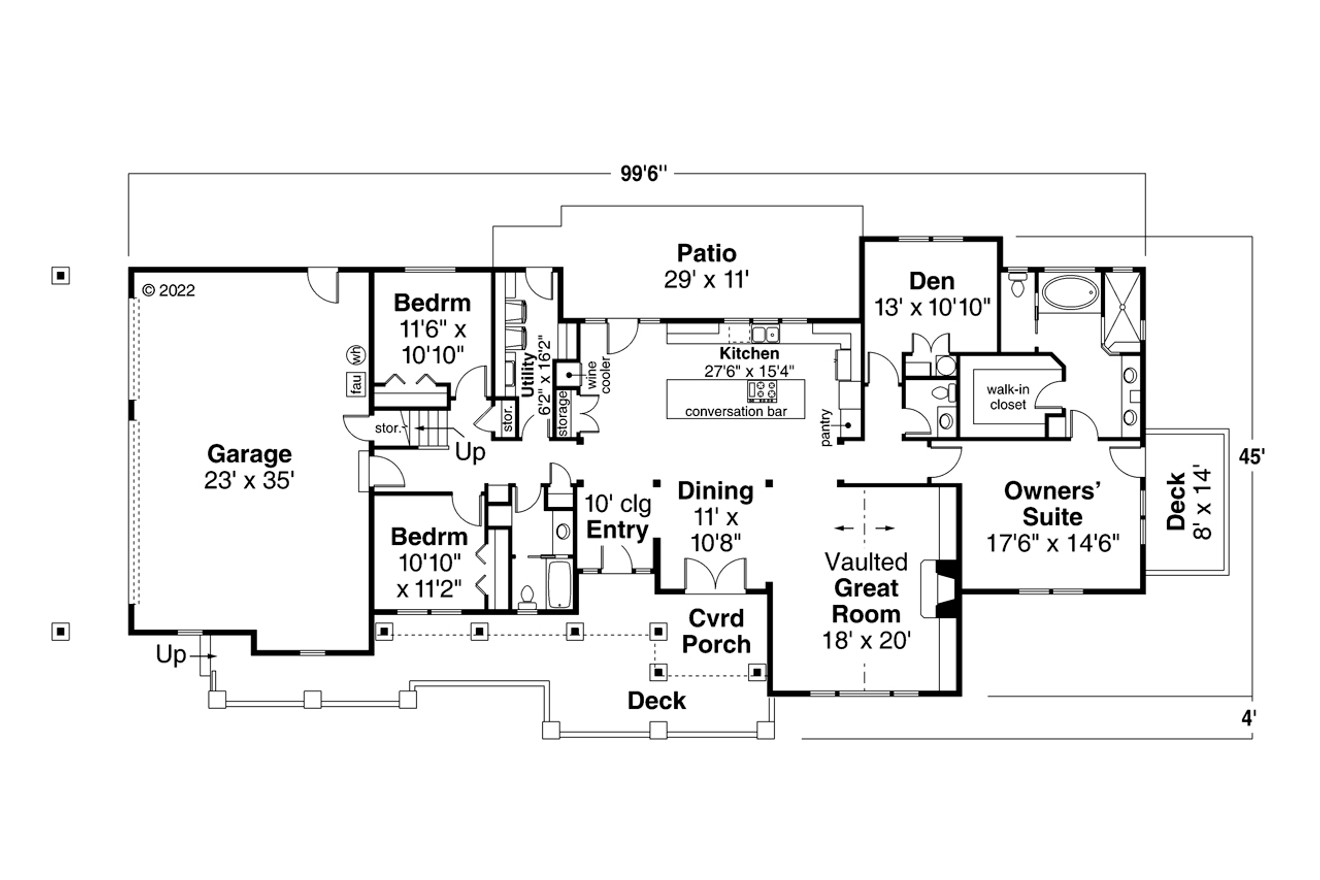 Ranch House Plan - Belfour 35953 - 1st Floor Plan