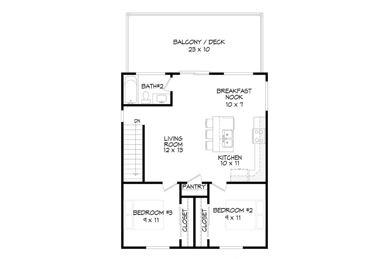 Secondary Image - Modern House Plan - Lamberton Place 36015 - 2nd Floor Plan