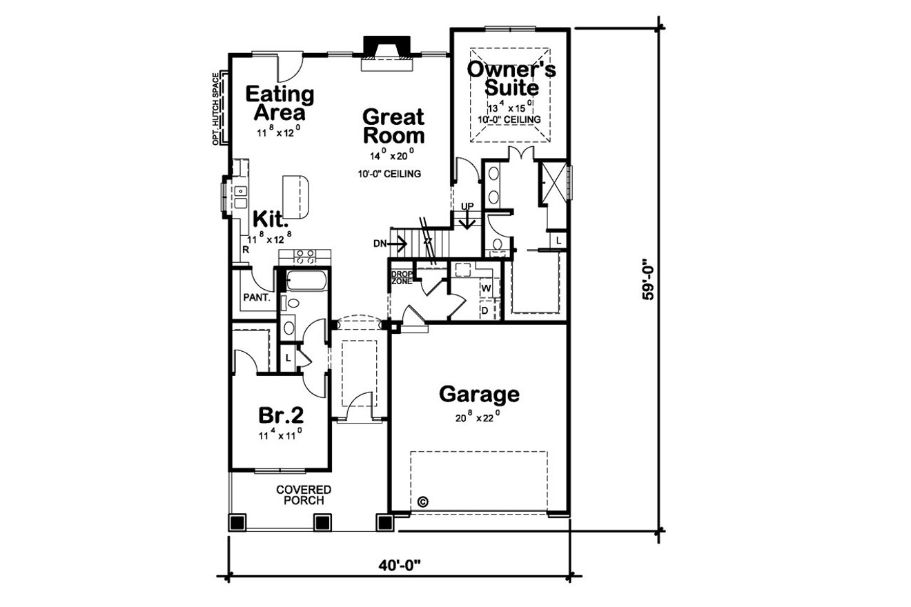 Craftsman House Plan - Telluride Gable FB 36193 - 1st Floor Plan