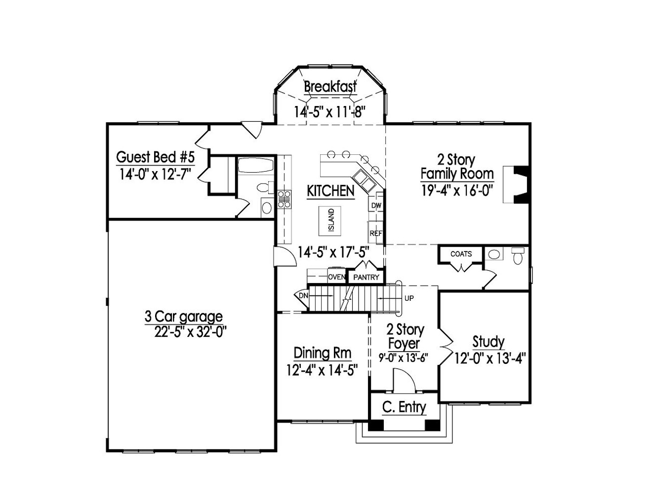 European House Plan - 36210 - 1st Floor Plan