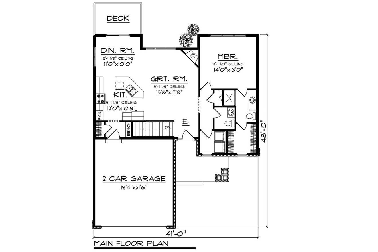 Ranch House Plan - 36326 - 1st Floor Plan