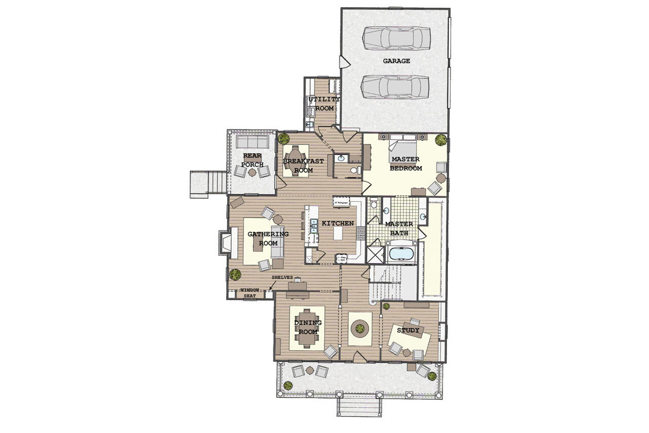 Colonial House Plan - Longfellow 36649 - 1st Floor Plan