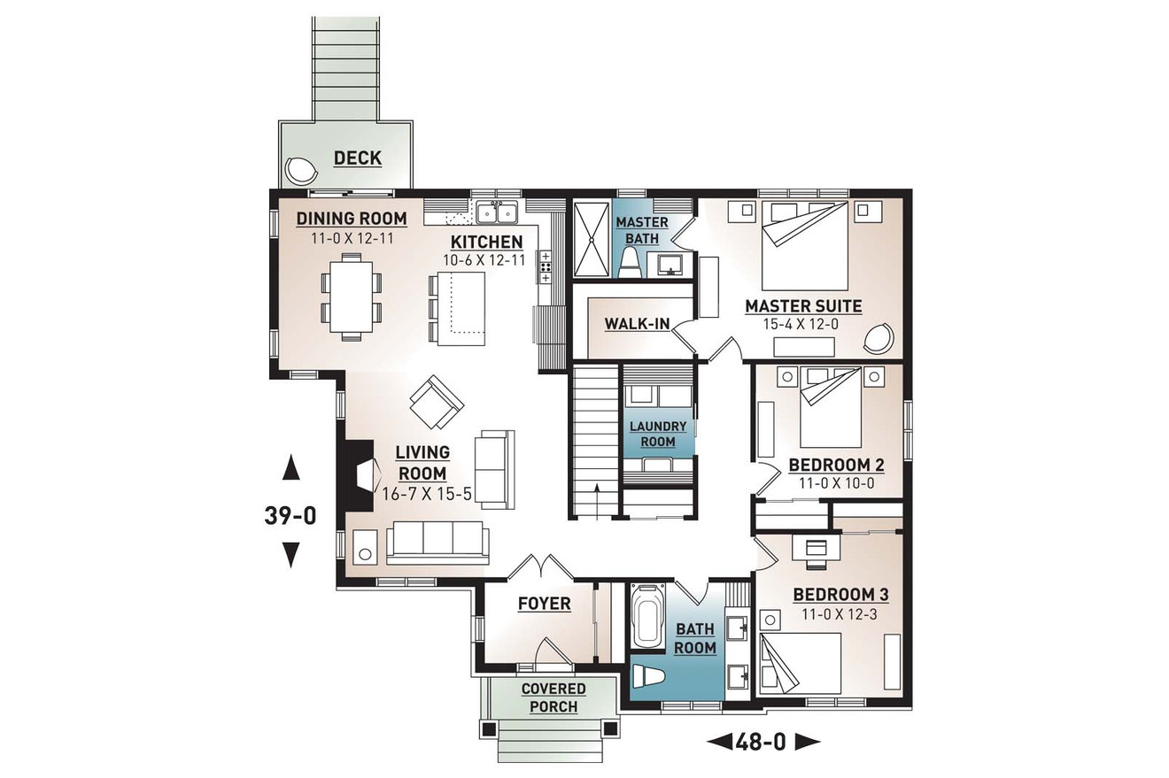 Craftsman House Plan - Providence 1 36908 - 1st Floor Plan