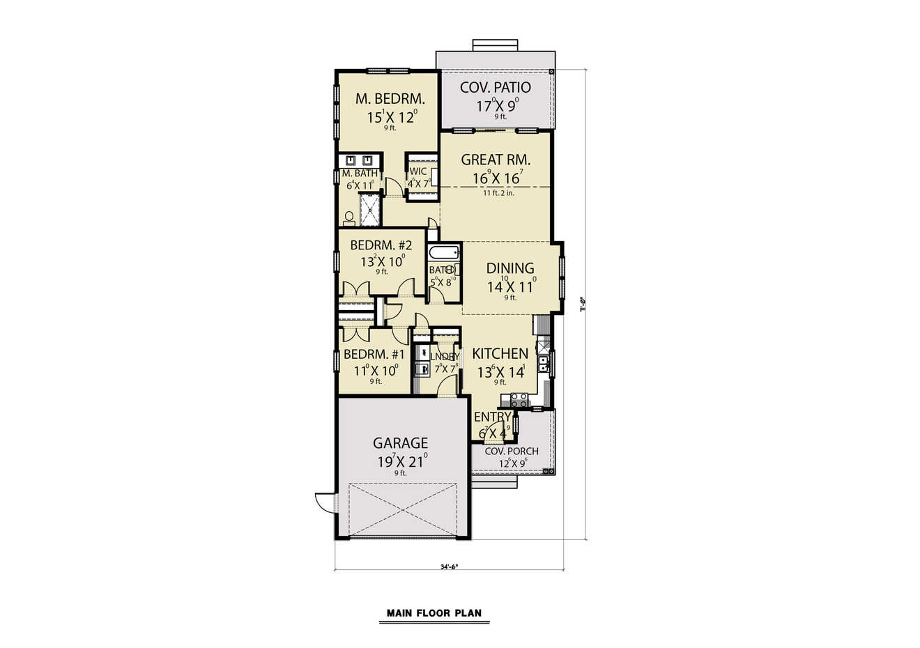 Craftsman House Plan - 36984 - 1st Floor Plan