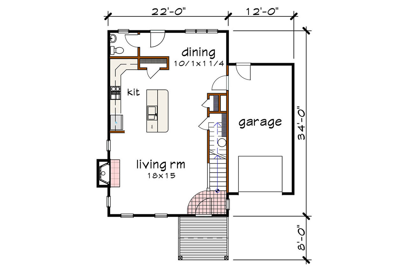 Modern House Plan - 37455 - 1st Floor Plan