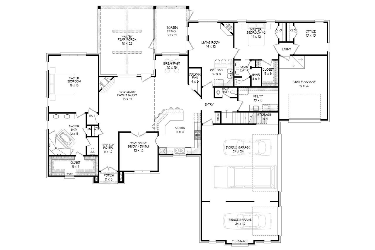 Colonial House Plan - Hickory Fields 37860 - 1st Floor Plan