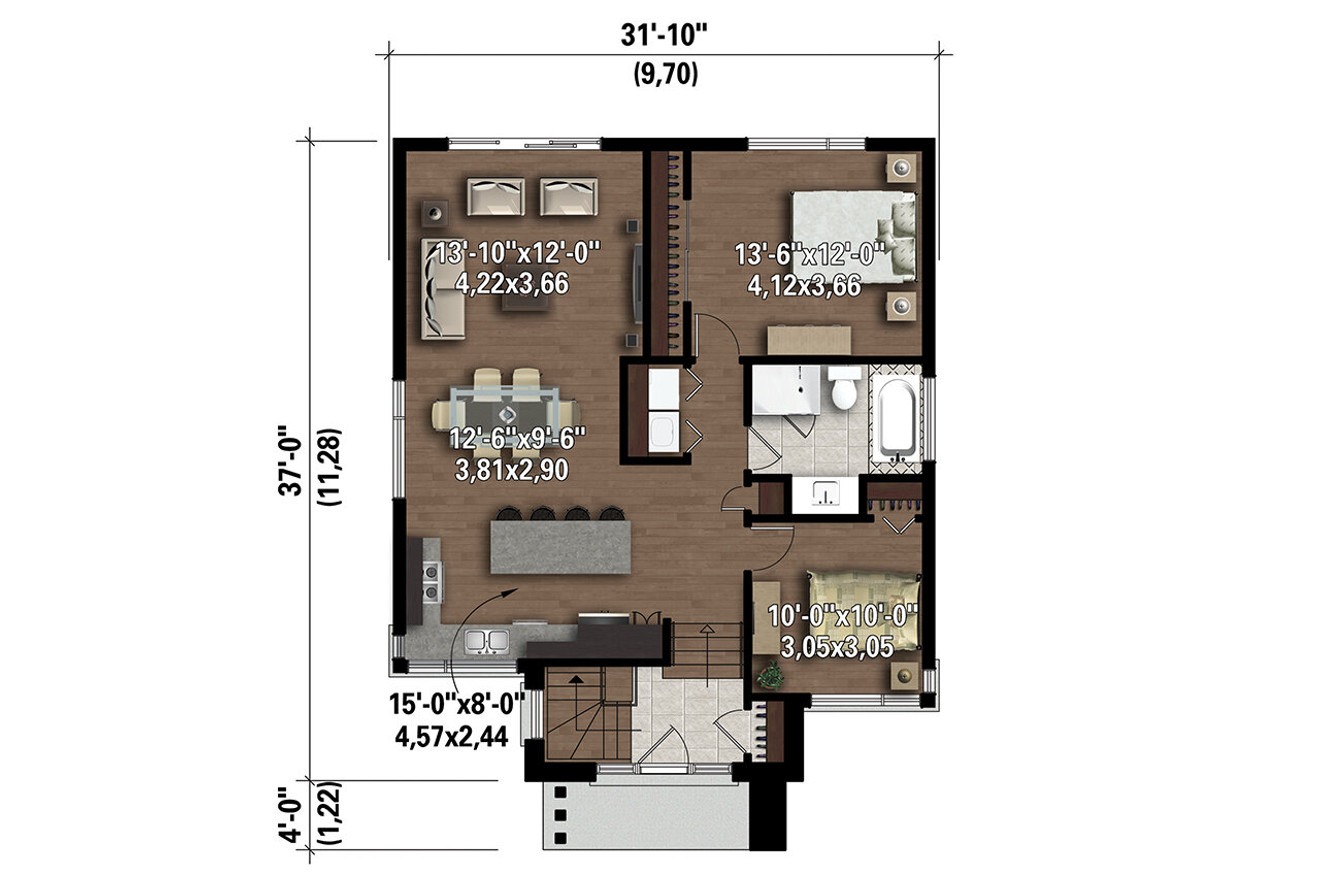 Contemporary House Plan - 37937 - 1st Floor Plan