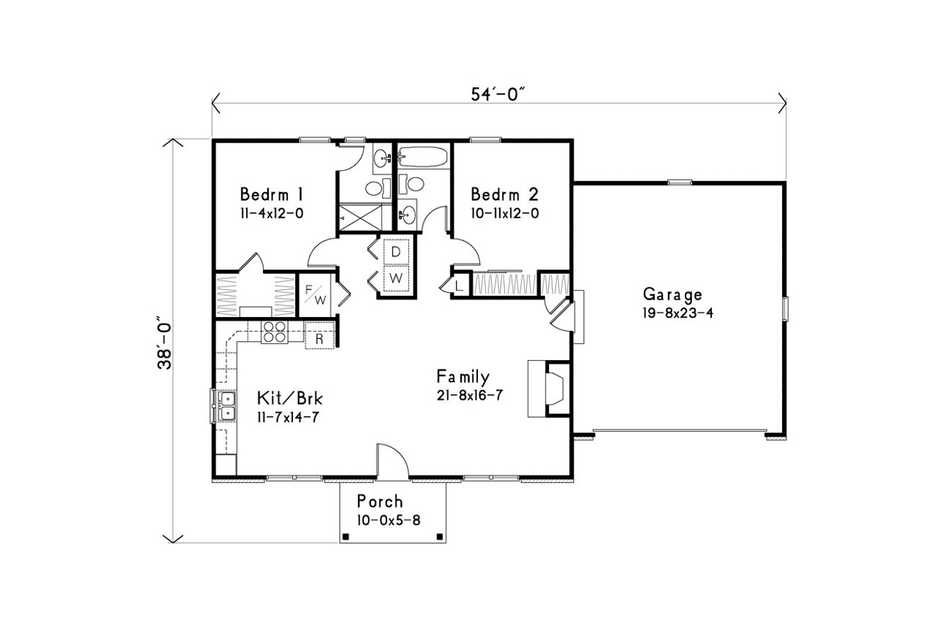Ranch House Plan - 38196 - 1st Floor Plan